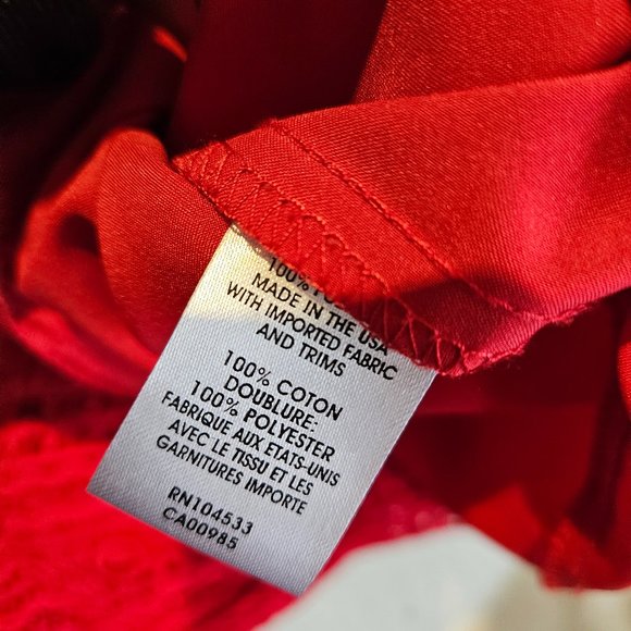 Designer NANETTE LEPORE Red Lace Dress - Bell Sleeves - Fully Lined - Size 10 - Picture 7 of 8